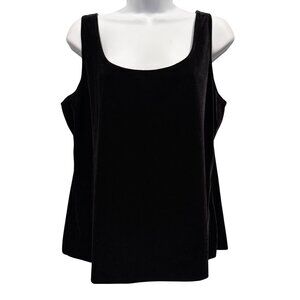 VTG Black Velvet Scoop Tank Top Shell Stretch Size L? Romantic Whimsigoth Witchy